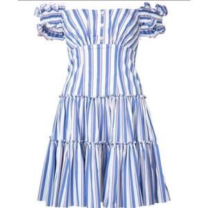 Caroline Constas Off Shoulder Dress Striped Medium M